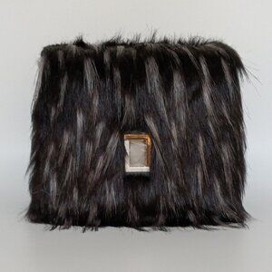 Marianna Crossbody Ebony/Fur Leather Handbag Luana Italy NWT